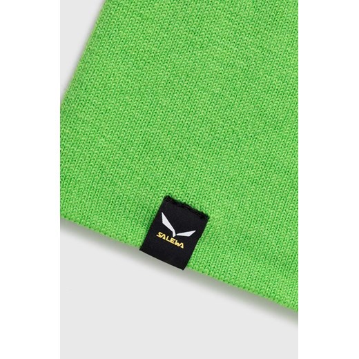 Salewa czapka Sella Ski kolor zielony z cienkiej dzianiny wełniana ONE ANSWEAR.com