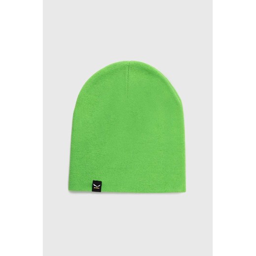 Salewa czapka Sella Ski kolor zielony z cienkiej dzianiny wełniana ONE ANSWEAR.com