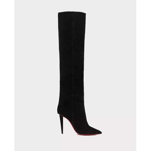 Kozaki damskie Christian Louboutin czarne z zamkiem na szpilce zamszowe eleganckie