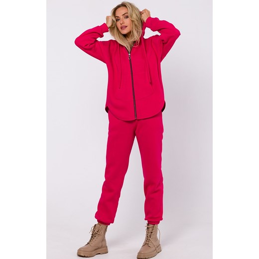 Bluza z kapturem zasuwana na zamek malinowa M761, Kolor malinowy, Rozmiar L/XL, MOE ze sklepu Primodo w kategorii Bluzy damskie - zdjęcie 162419542