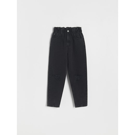 Reserved - Jeansy baggy z przetarciami - czarny ze sklepu Reserved w kategorii Spodnie dziewczęce - zdjęcie 162422113