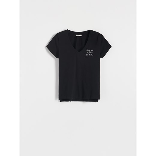 Reserved - T-shirt z nadrukiem - czarny Reserved L Reserved
