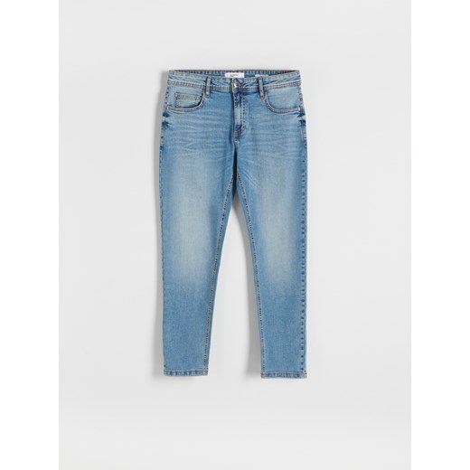 Reserved - Jeansy slim z efektem sprania - niebieski Reserved 36/34 Reserved