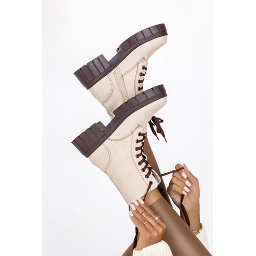 Beżowe workery na platformie damskie botki sznurowane Casu ER22WX6-BEB Casu 36 promocja Casu.pl
