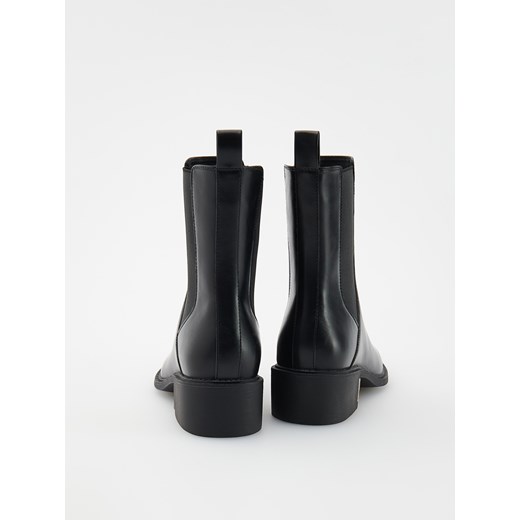 Reserved - Botki z imitacji skóry - czarny Reserved 40 Reserved