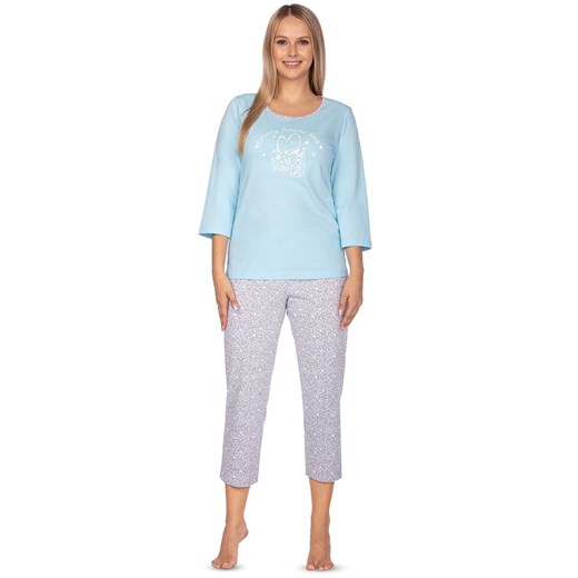 Bawełniana piżama damska niebiesko-szara 638, Kolor niebiesko-szary, Rozmiar XL, Regina ze sklepu Intymna w kategorii Piżamy damskie - zdjęcie 162489584