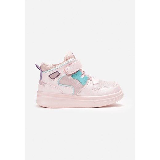 Różowe Buty Sportowe za Kostkę Zapinane na Rzep Ozdobione Siateczką Kremane ze sklepu born2be.pl w kategorii Buty sportowe dziecięce - zdjęcie 162493154