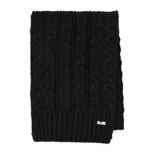 Damski szalik z warkoczowym splotem długi czarny ze sklepu WITTCHEN w kategorii Szaliki i chusty damskie - zdjęcie 162495573