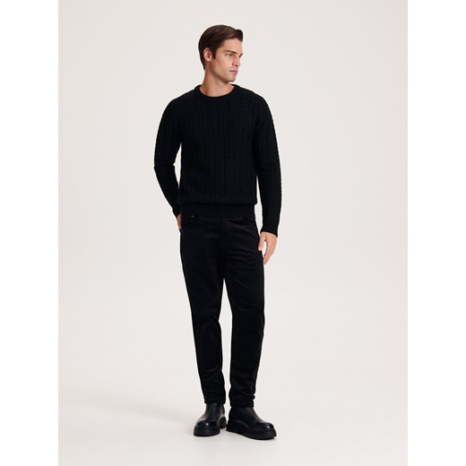 Reserved - Spodnie sztruksowe slim fit - czarny Reserved S Reserved
