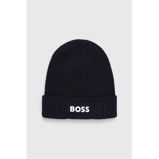 Boss Green czapka z domieszką wełny BOSS GREEN kolor granatowy ze sklepu ANSWEAR.com w kategorii Czapki zimowe męskie - zdjęcie 162496211