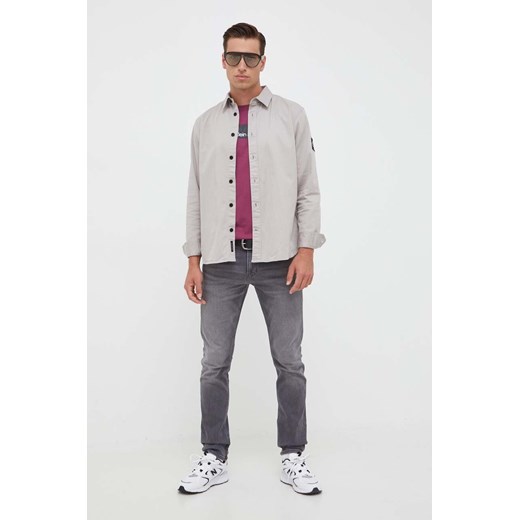 Calvin Klein Jeans koszula męska kolor szary relaxed z kołnierzykiem klasycznym S ANSWEAR.com