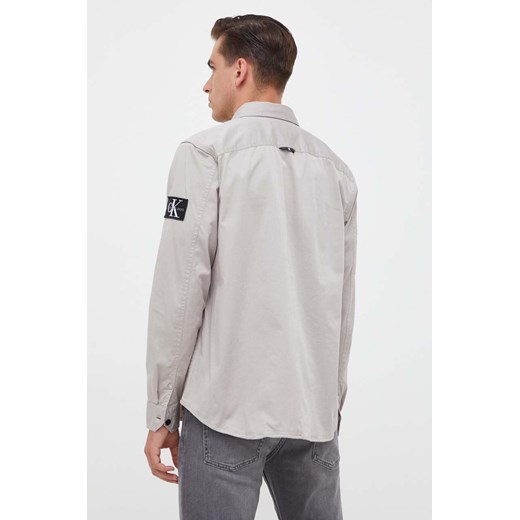 Calvin Klein Jeans koszula męska kolor szary relaxed z kołnierzykiem klasycznym L ANSWEAR.com