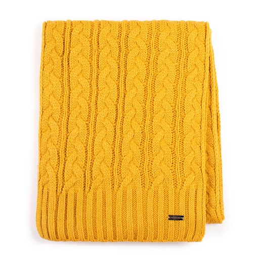 Damski szalik z warkoczowym splotem żółty ze sklepu WITTCHEN w kategorii Szaliki i chusty damskie - zdjęcie 162508883