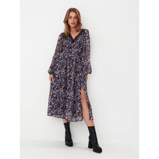 Mohito - Wzorzysta sukienka midi - Czarny Mohito 42 Mohito