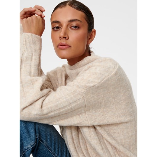 Sinsay - Sweter w prążki - beżowy Sinsay S Sinsay