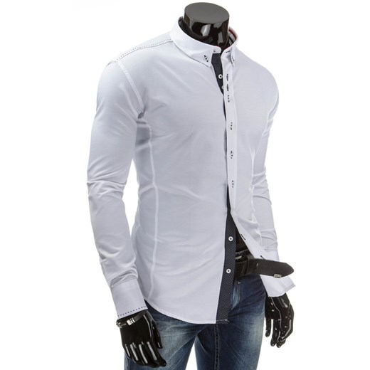 Koszula męska biznesowa (dx0740) - Biały dstreet szary bawełna