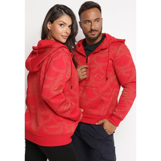 Czerwona Bluza z Polarem i Kapturem Oemret ze sklepu Born2be Odzież w kategorii Bluzy męskie - zdjęcie 162513232