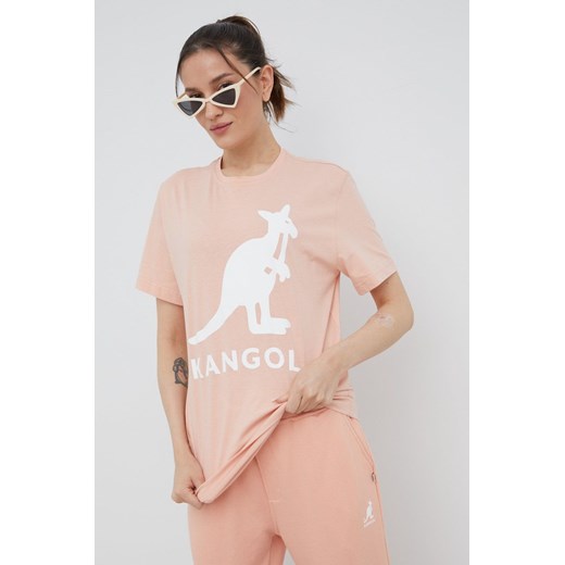 Kangol t-shirt bawełniany kolor różowy KLEU005.D-116 ze sklepu PRM w kategorii Bluzki damskie - zdjęcie 162522483