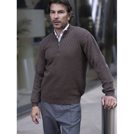 Sweter męski Denis polo - brąz - M ze sklepu Swetry Lasota w kategorii Swetry męskie - zdjęcie 162524254