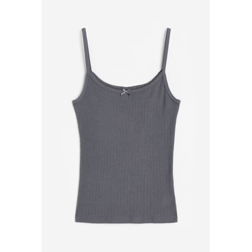 H & M - Top na ramiączkach wykończony pikotkami - Szary H & M M H&M