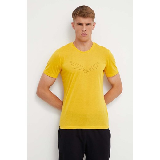 Salewa t-shirt sportowy Pure Eagle Frame Dry kolor żółty z nadrukiem 00-0000028448 ze sklepu ANSWEAR.com w kategorii T-shirty męskie - zdjęcie 162526630