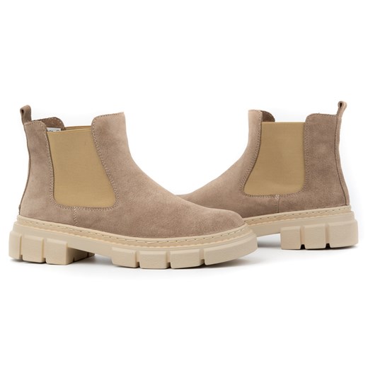 Skórzane sztyblety damskie wsuwane 0708W beżowe Wasak 38 okazyjna cena butyolivier