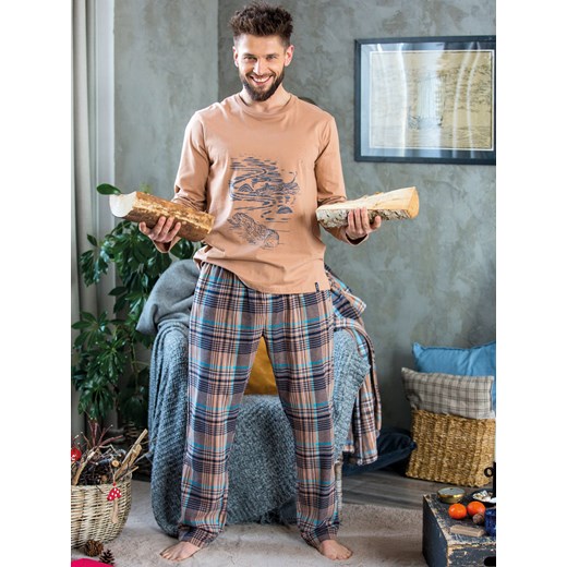 Ciepła piżama - mix bawełna + flanela (spodnie) - M ze sklepu PH KEY Sp. z o.o.  w kategorii Piżamy męskie - zdjęcie 162530351