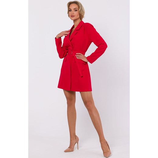 Sukienka żakietowa z paskiem czerwona M749, Kolor czerwony, Rozmiar L, MOE ze sklepu Primodo w kategorii Sukienki - zdjęcie 162533000