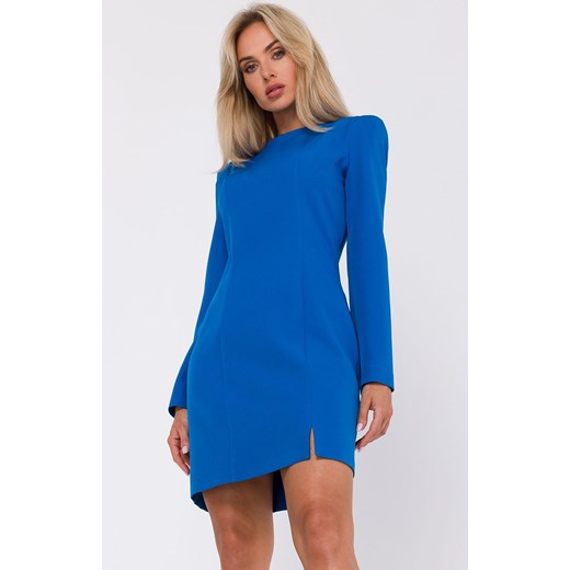 Sukienka z modelującymi przeszyciami niebieska M755, Kolor niebieski, Rozmiar M, MOE ze sklepu Primodo w kategorii Sukienki - zdjęcie 162533063