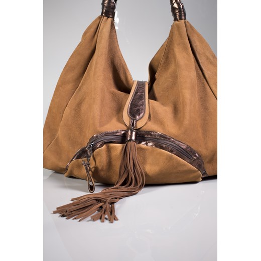 BLOCCO BROWN LEATHER BAG divinashop-pl pomaranczowy nubuk