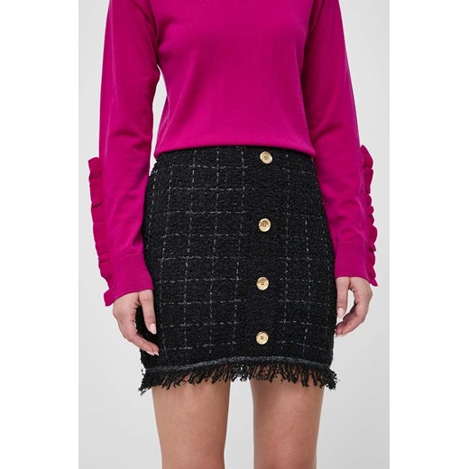 Pinko spódnica z domieszką wełny kolor czarny mini prosta 101861.A16O ze sklepu ANSWEAR.com w kategorii Spódnice - zdjęcie 162542132