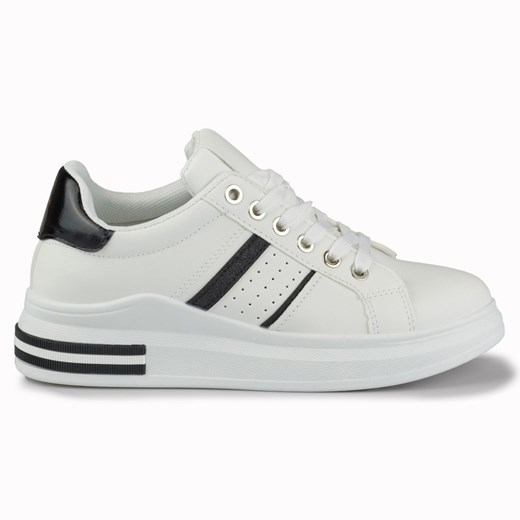 Klasyczne czarno-białe sneakersy damskie ze sklepu ButyModne.pl w kategorii Buty sportowe damskie - zdjęcie 162545933