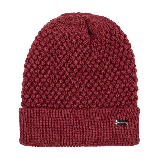 Damska czapka o splocie bąbelkowym bordowa ze sklepu WITTCHEN w kategorii Czapki zimowe damskie - zdjęcie 162549294