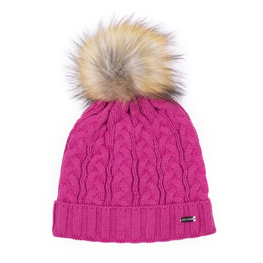 Damska czapka z warkoczowym splotem i pomponem ze sklepu WITTCHEN w kategorii Czapki zimowe damskie - zdjęcie 162549352