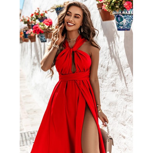 Sukienka Pakuten maxi elegancka satynowa