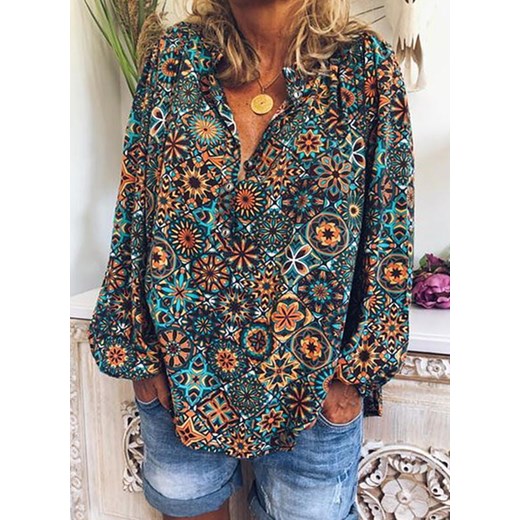 Bluzka na guziki oversize z printem Attirra 2XL Attirra