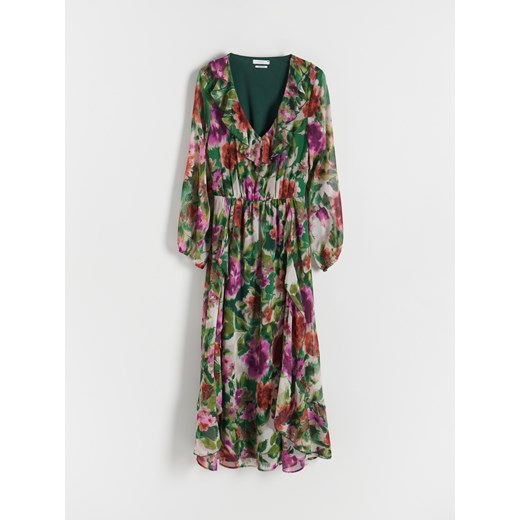 Reserved sukienka z długimi rękawami z dekoltem w literę v wiosenna 