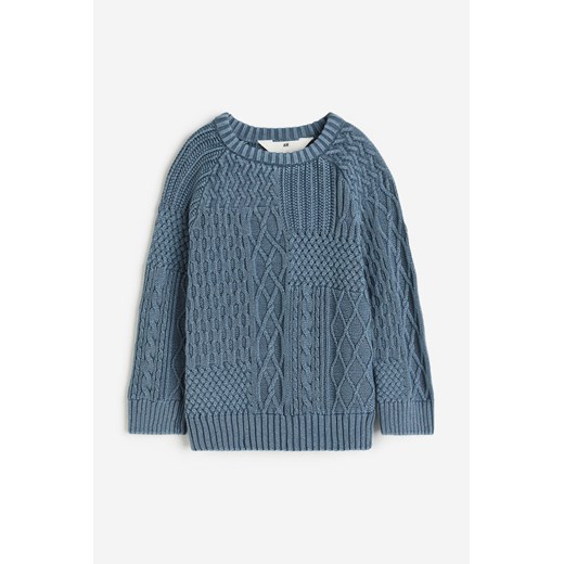 H & M - Sweter w warkoczowy splot - Niebieski H & M 134/140 (8-10Y) H&M