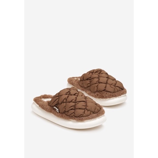 Kapcie damskie brązowe Born2be casual jesienne 