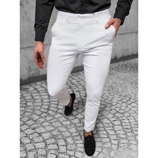 Spodnie męskie chino materiałowe białe OZONEE O/1000 ze sklepu ozonee.pl w kategorii Spodnie męskie - zdjęcie 162639072