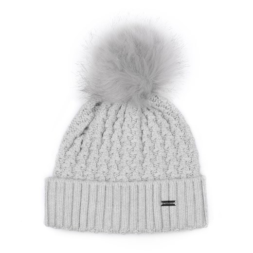 Damska czapka o splocie w drobny wzór szara ze sklepu WITTCHEN w kategorii Czapki zimowe damskie - zdjęcie 162641090