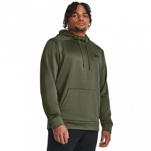 Męska bluza treningowa nierozpinana z kapturem Under Armour UA Armour Fleece Hoodie - oliwkowa/khaki ze sklepu Sportstylestory.com w kategorii Bluzy męskie - zdjęcie 162641623