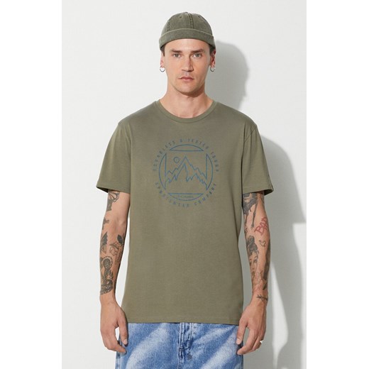 Columbia t-shirt bawełniany kolor zielony z nadrukiem ze sklepu PRM w kategorii T-shirty męskie - zdjęcie 162642343