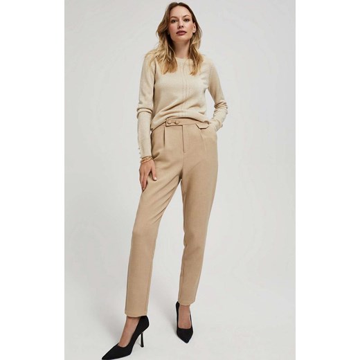 Eleganckie spodnie damskie beżowe 4001, Kolor beżowy, Rozmiar XS, Moodo ze sklepu Primodo w kategorii Spodnie damskie - zdjęcie 162643480