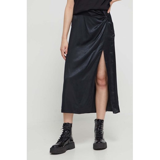 Abercrombie &amp; Fitch spódnica kolor czarny midi prosta ze sklepu ANSWEAR.com w kategorii Spódnice - zdjęcie 162688594