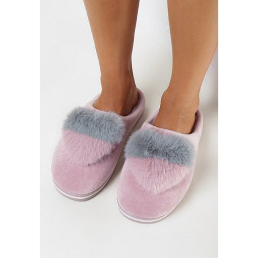 Różowe Kapcie z Futrzanym Pomponem Mabira 40-41 born2be.pl okazyjna cena