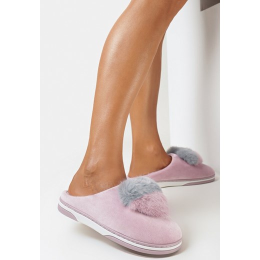 Różowe Kapcie z Futrzanym Pomponem Mabira 38-39 okazja born2be.pl