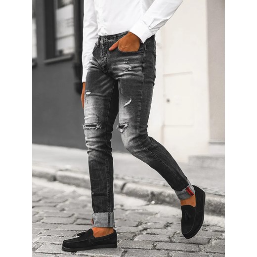 Spodnie jeansowe męskie czarne OZONEE NB/MP0126N ze sklepu ozonee.pl w kategorii Jeansy męskie - zdjęcie 162703051