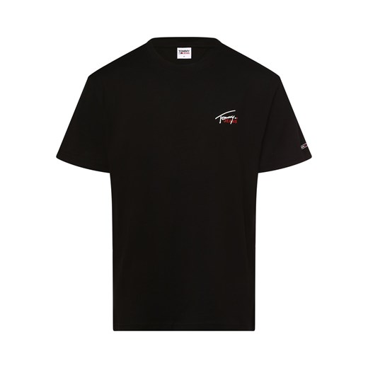 Tommy Jeans T-shirt męski Mężczyźni Bawełna czarny jednolity ze sklepu vangraaf w kategorii T-shirty męskie - zdjęcie 162706512