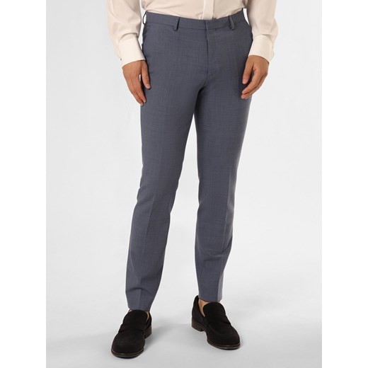 HUGO Męskie spodnie od garnituru modułowego Mężczyźni Super Slim Fit wełna ze strzyży niebieski wypukły wzór tkaniny ze sklepu vangraaf w kategorii Spodnie męskie - zdjęcie 162706583
